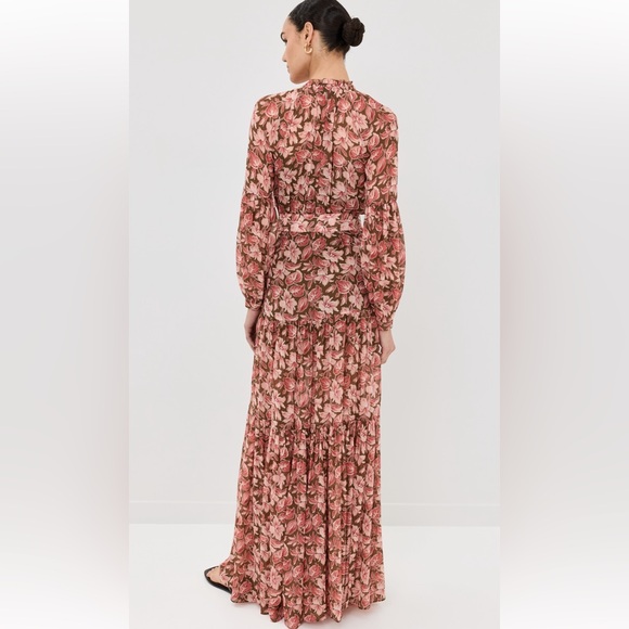 VERONICA BEARD NWT Isra Floral Print Maxi Dress Silk Deep Ocre 4 - Picture 5 of 15